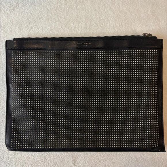 Saint Laurent Black Studded Clutch - Picture 1 of 8